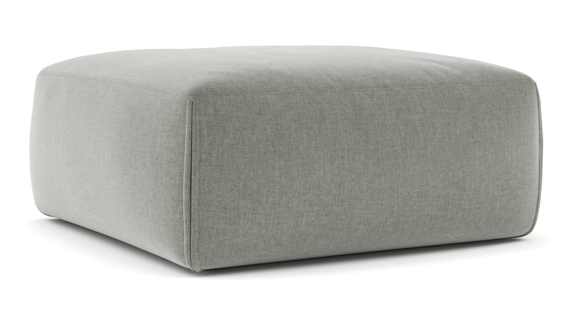  Le Mura Ottoman, Soft Gray Brushed Weave  Le Mura Ottoman, Soft Gray Brushed Weave image.
