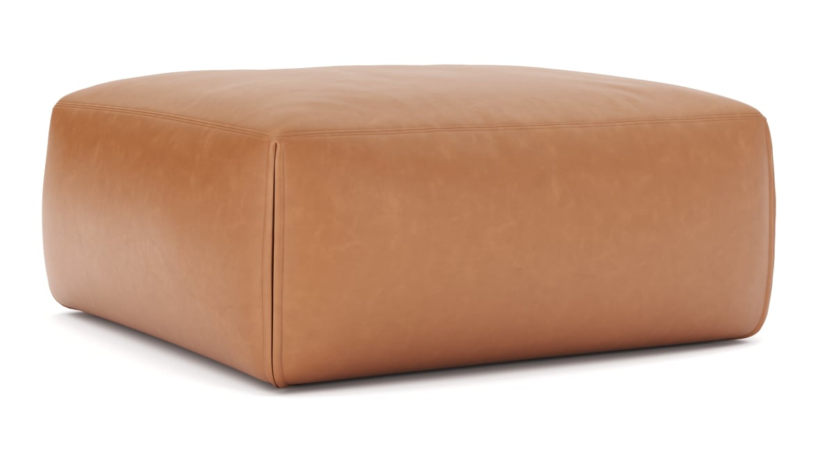 Le Mura Ottoman, Tan Vegan Leather  Le Mura Ottoman, Tan Vegan Leather image.
