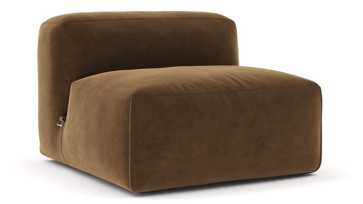  Le Mura Sectional Module, Armless Chair, Brown Vegan Suede  Le Mura Sectional Module, Armless Chair, Brown Vegan Suede image.