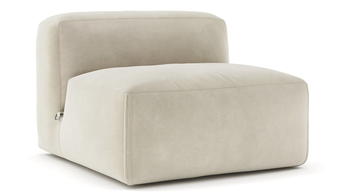  Le Mura Sectional Module, Armless Chair, Eggshell Vegan Suede  Le Mura Sectional Module, Armless Chair, Eggshell Vegan Suede image.