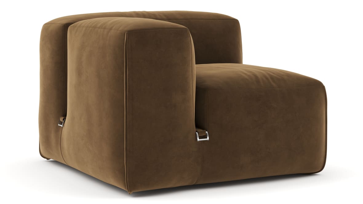  Le Mura Sectional Module, Left Arm, Brown Vegan Suede  Le Mura Sectional Module, Left Arm, Brown Vegan Suede image.