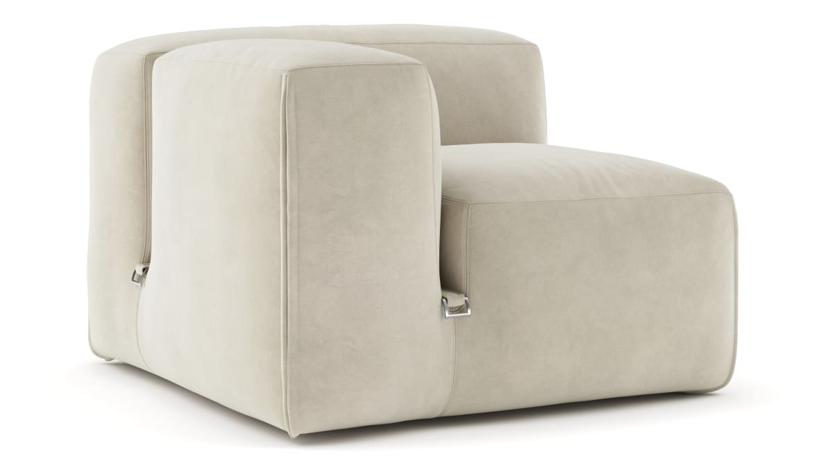  Le Mura Sectional Module, Left Arm, Eggshell Vegan Suede  Le Mura Sectional Module, Left Arm, Eggshell Vegan Suede image.