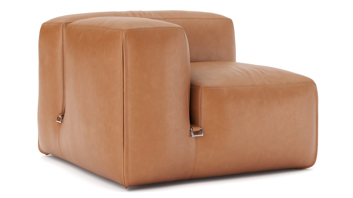  Le Mura Sectional Module, Left Arm, Tan Vegan Leather  Le Mura Sectional Module, Left Arm, Tan Vegan Leather image.