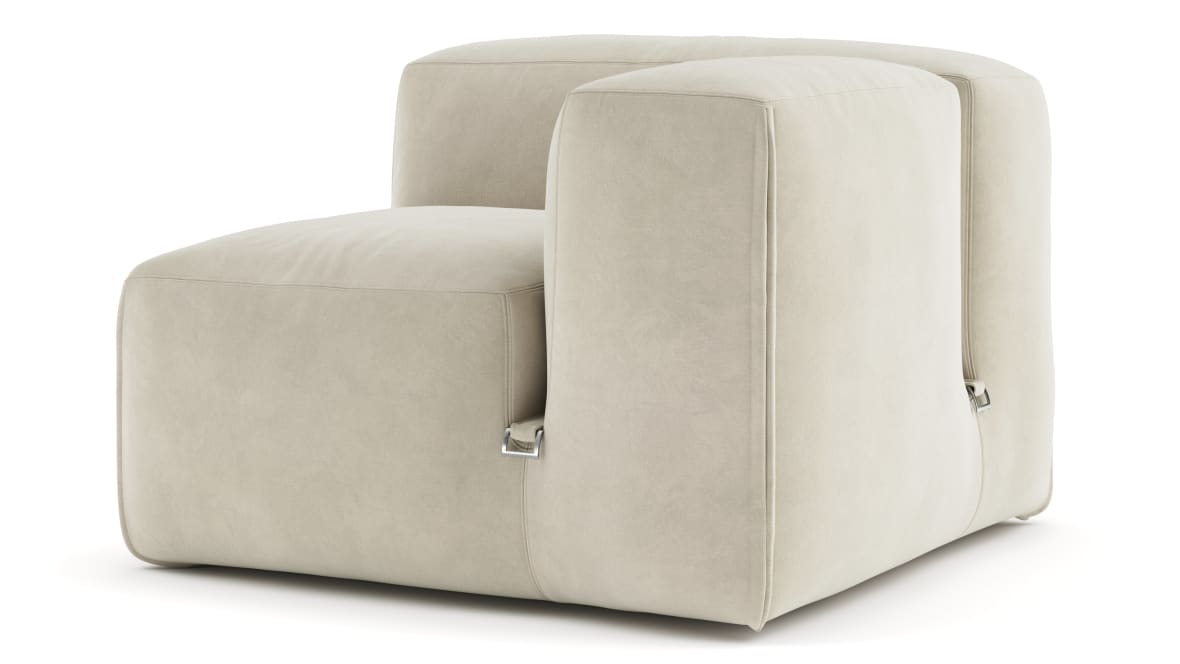  Le Mura Sectional Module, Right Arm, Eggshell Vegan Suede  Le Mura Sectional Module, Right Arm, Eggshell Vegan Suede image.