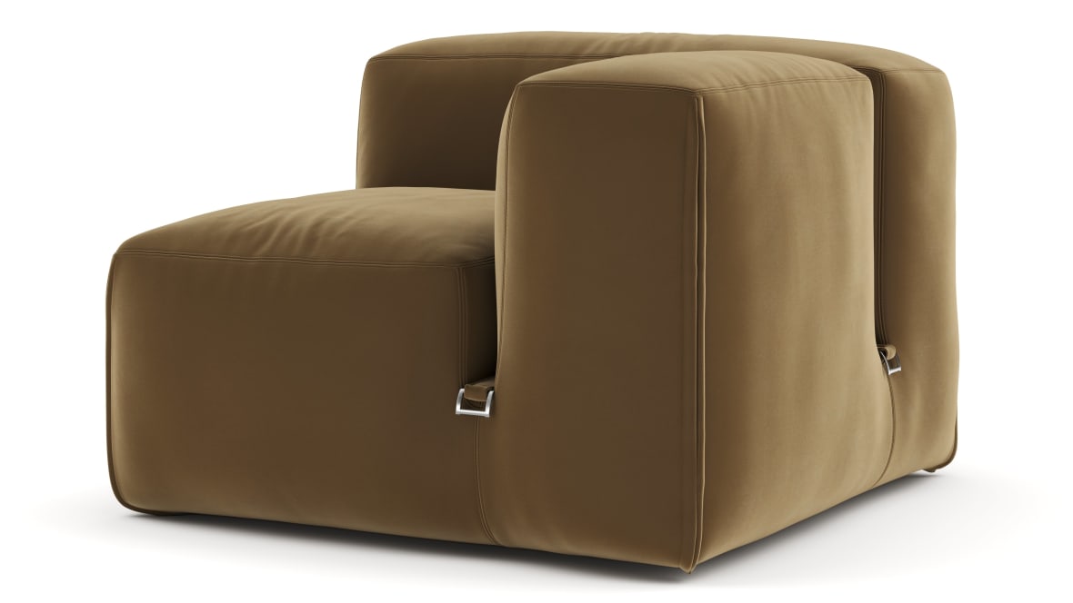 Le Mura Sectional Module, Right Arm, Old Gold Luxe Velvet Le Mura Sectional Module, Right Arm, Old Gold Luxe Velvet image.