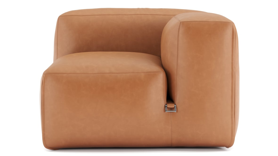  Le Mura Sectional Module, Right Arm, Tan Vegan Leather  Le Mura Sectional Module, Right Arm, Tan Vegan Leather image.