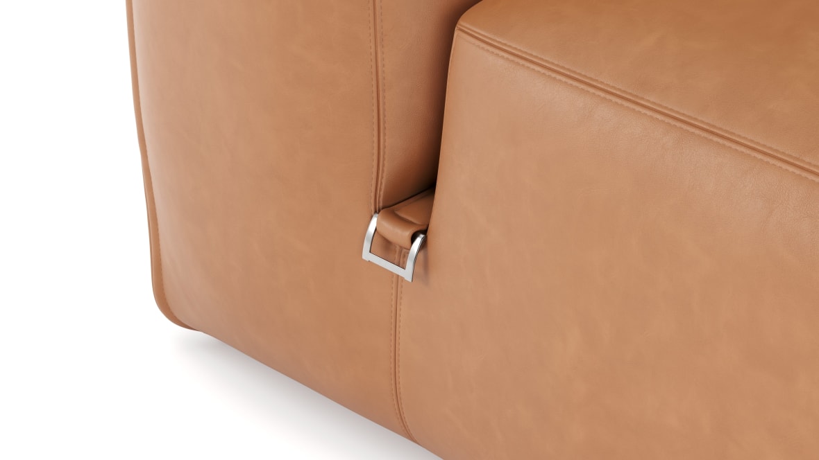  Le Mura Sectional Module, Right Arm, Tan Vegan Leather  Le Mura Sectional Module, Right Arm, Tan Vegan Leather image.