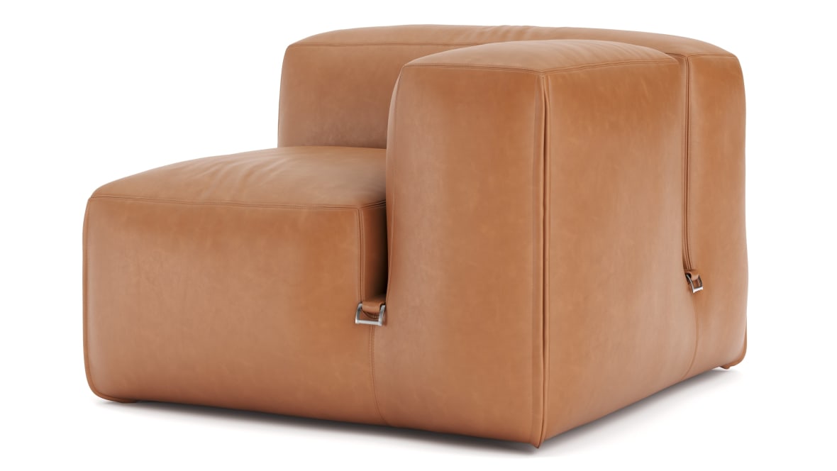  Le Mura Sectional Module, Right Arm, Tan Vegan Leather  Le Mura Sectional Module, Right Arm, Tan Vegan Leather image.