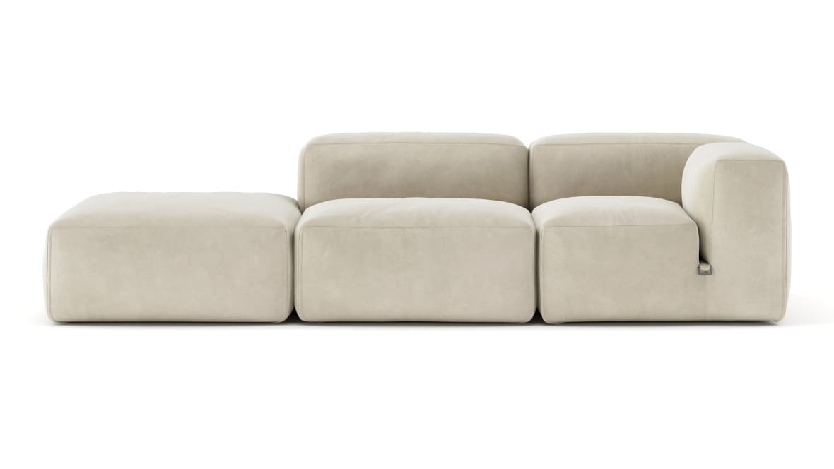 Le Mura Open End Sofa, Left, Eggshell Vegan Suede Le Mura Open End Sofa, Left, Eggshell Vegan Suede image.