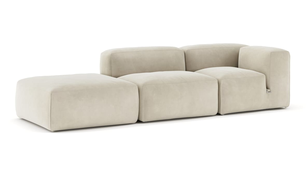 Le Mura Open End Sofa, Left, Eggshell Vegan Suede Le Mura Open End Sofa, Left, Eggshell Vegan Suede image.
