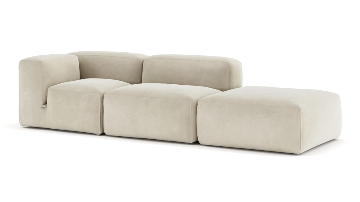 Le Mura Open End Sofa, Right, Eggshell Vegan Suede  Le Mura Open End Sofa, Right, Eggshell Vegan Suede image.