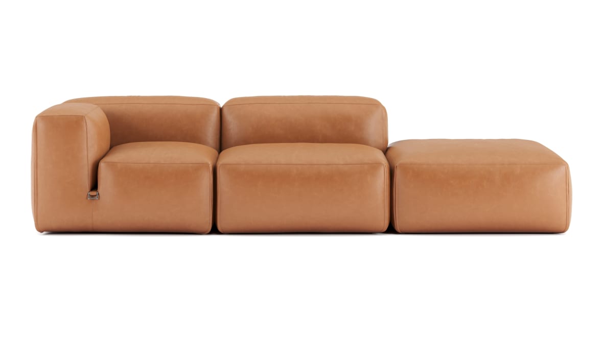  Le Mura Open End Sofa, Right, Tan Vegan Leather  Le Mura Open End Sofa, Right, Tan Vegan Leather image.