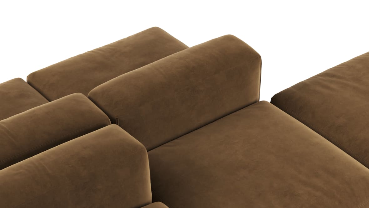  Le Mura Sectional Sofa, Dual Aspect, Left, Brown Vegan Suede  Le Mura Sectional Sofa, Dual Aspect, Left, Brown Vegan Suede image.