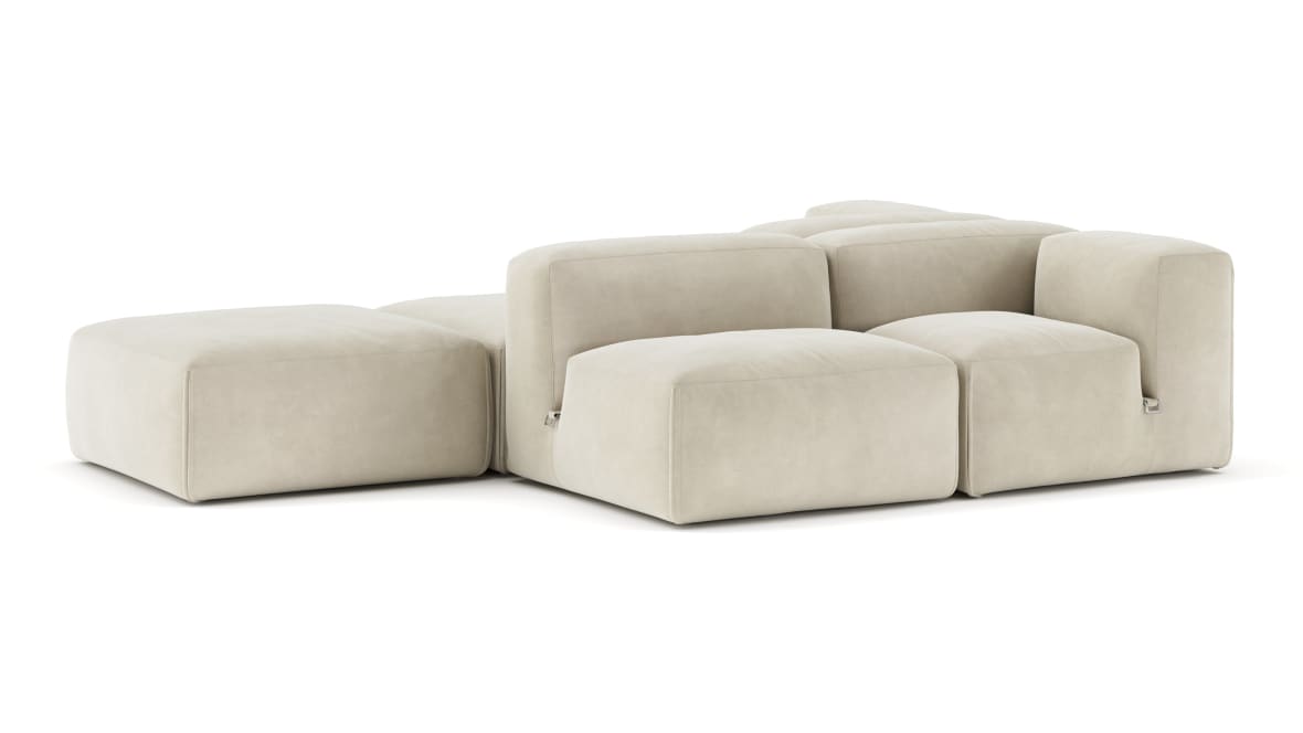  Le Mura Sectional Sofa, Dual Aspect, Left, Eggshell Vegan Suede  Le Mura Sectional Sofa, Dual Aspect, Left, Eggshell Vegan Suede image.