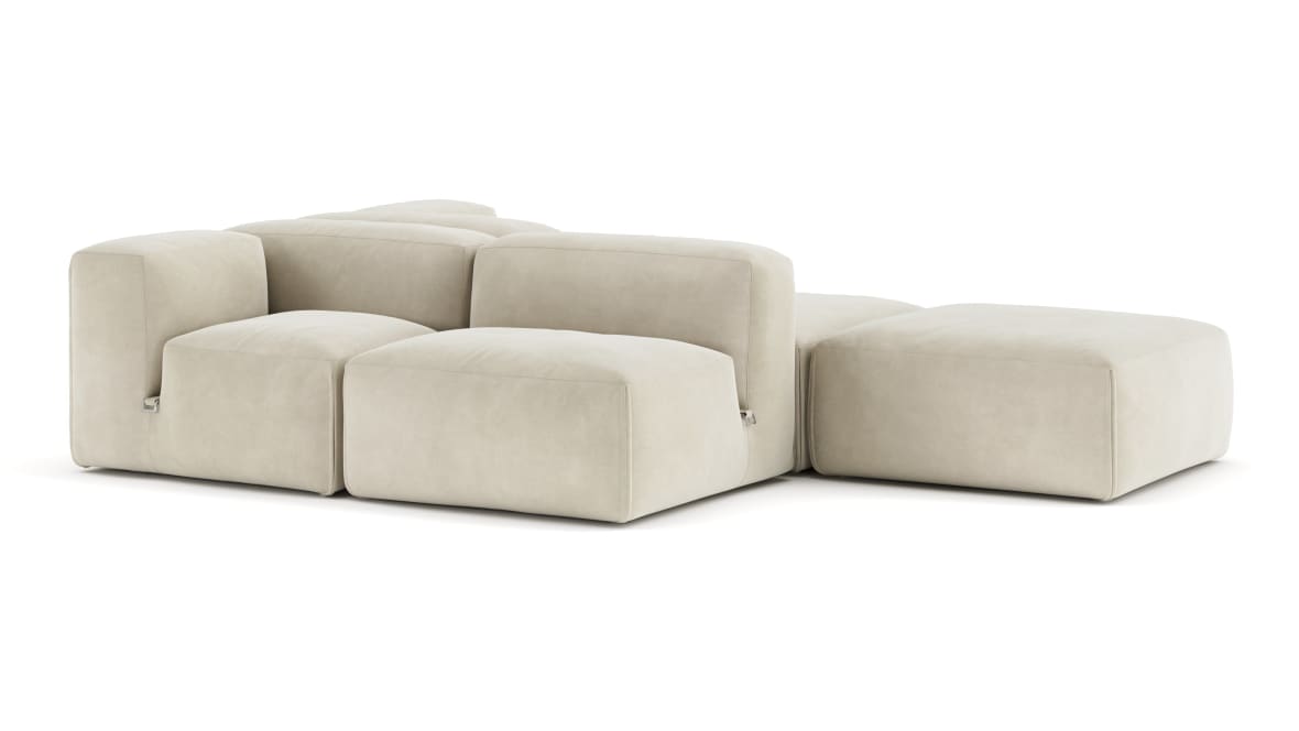 Le Mura Sectional Sofa, Dual Aspect, Right, Eggshell Vegan Suede Le Mura Sectional Sofa, Dual Aspect, Right, Eggshell Vegan Suede image.