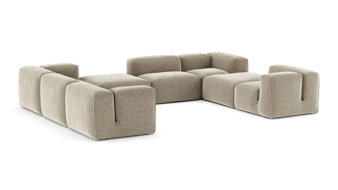  Le Mura Sectional Sofa, Eight Seater, Left, Beige Gray Chenille  Le Mura Sectional Sofa, Eight Seater, Left, Beige Gray Chenille image.
