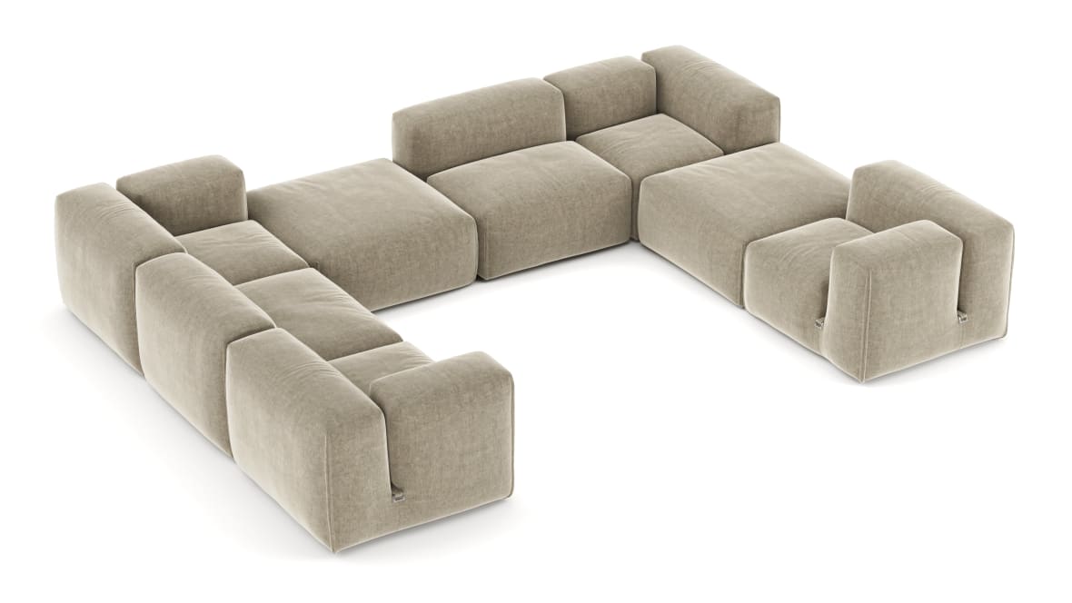  Le Mura Sectional Sofa, Eight Seater, Left, Beige Gray Chenille  Le Mura Sectional Sofa, Eight Seater, Left, Beige Gray Chenille image.
