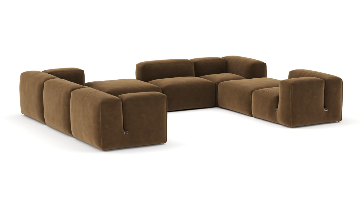  Le Mura Sectional Sofa, Eight Seater, Left, Brown Vegan Suede  Le Mura Sectional Sofa, Eight Seater, Left, Brown Vegan Suede image.