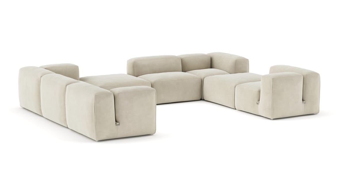  Le Mura Sectional Sofa, Eight Seater, Left, Eggshell Vegan Suede  Le Mura Sectional Sofa, Eight Seater, Left, Eggshell Vegan Suede image.