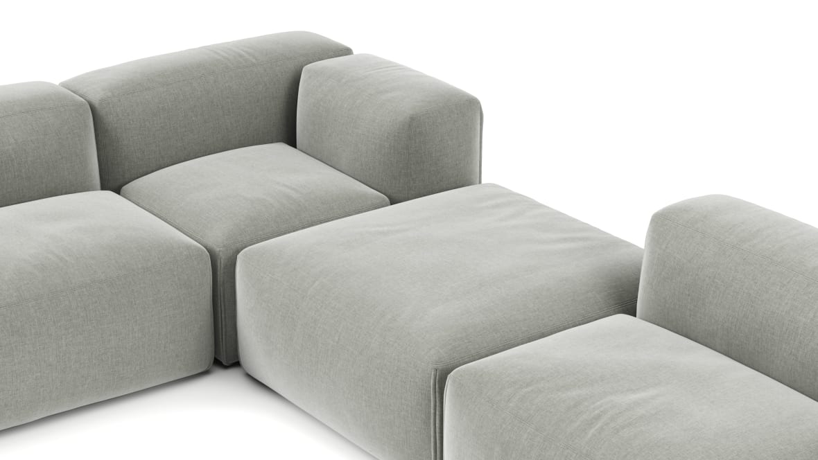 Le Mura Sectional Sofa, Eight Seater, Left, Soft Gray Brushed Weave Le Mura Sectional Sofa, Eight Seater, Left, Soft Gray Brushed Weave image.
