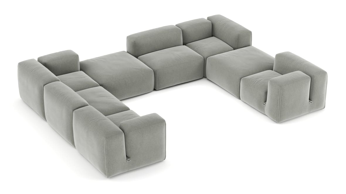 Le Mura Sectional Sofa, Eight Seater, Left, Soft Gray Brushed Weave Le Mura Sectional Sofa, Eight Seater, Left, Soft Gray Brushed Weave image.
