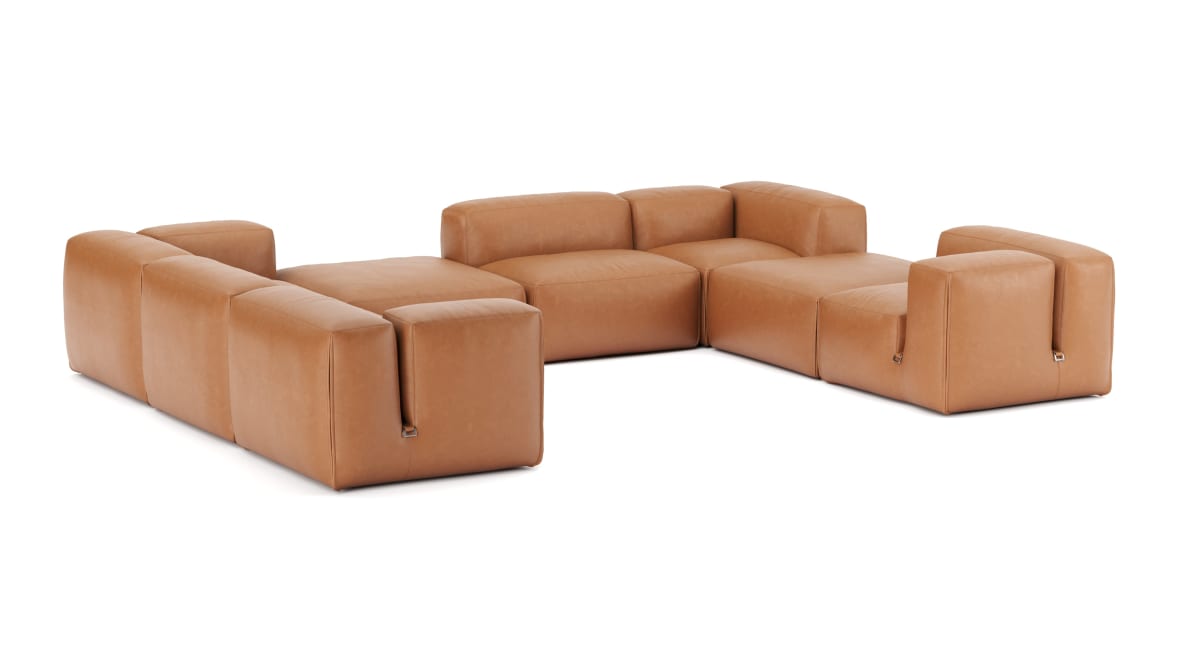  Le Mura Sectional Sofa, Eight Seater, Left, Tan Vegan Leather  Le Mura Sectional Sofa, Eight Seater, Left, Tan Vegan Leather image.