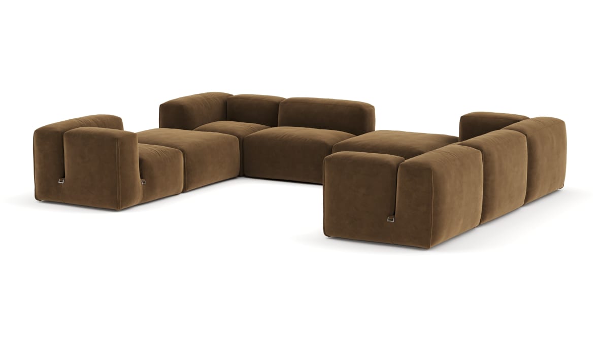  Le Mura Sectional Sofa, Eight Seater, Right, Brown Vegan Suede  Le Mura Sectional Sofa, Eight Seater, Right, Brown Vegan Suede image.