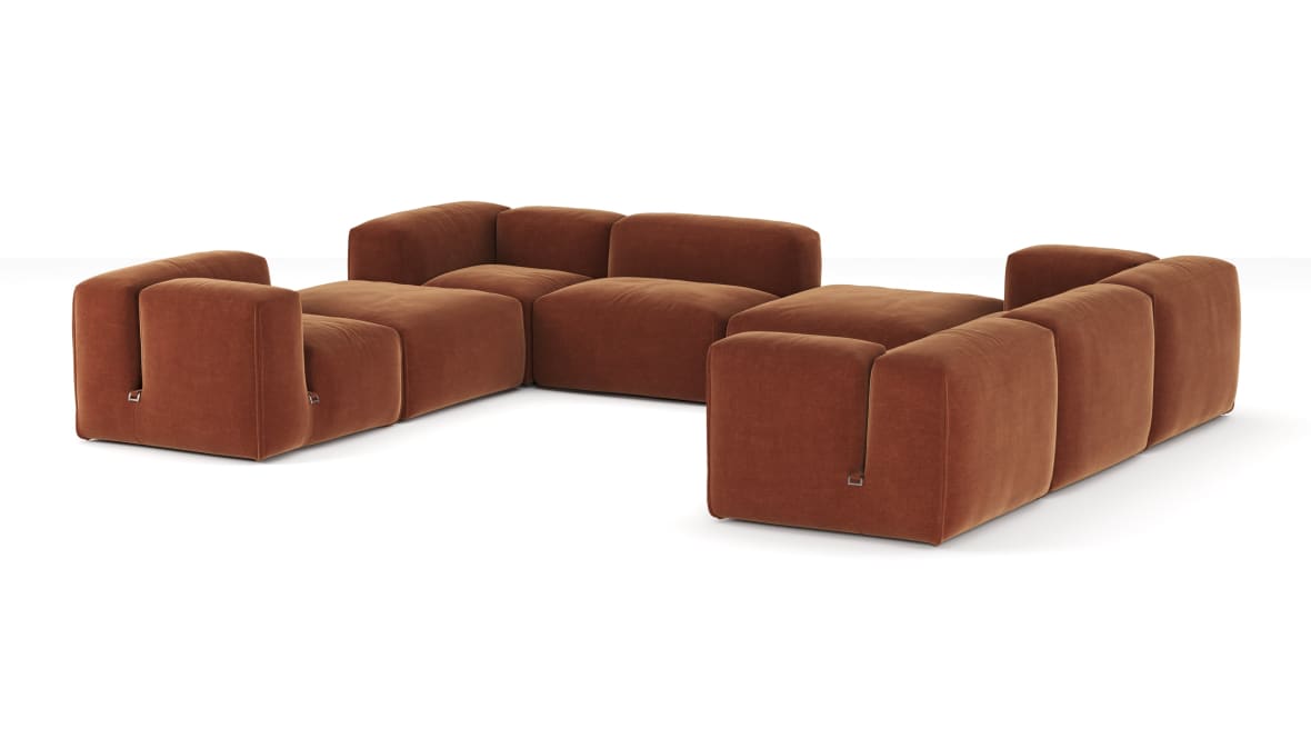 Le Mura Sectional Sofa, Eight Seater, Right, Rust Chenille  Le Mura Sectional Sofa, Eight Seater, Right, Rust Chenille image.