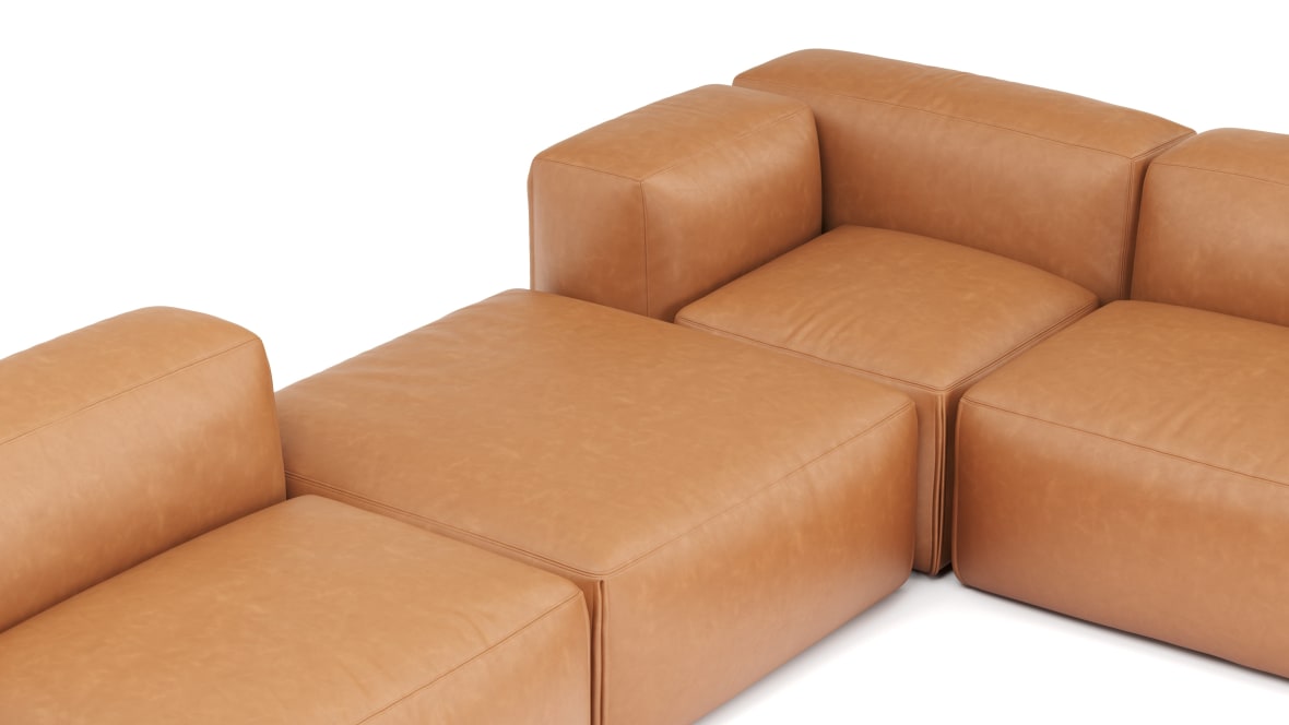  Le Mura Sectional Sofa, Eight Seater, Right, Tan Vegan Leather  Le Mura Sectional Sofa, Eight Seater, Right, Tan Vegan Leather image.