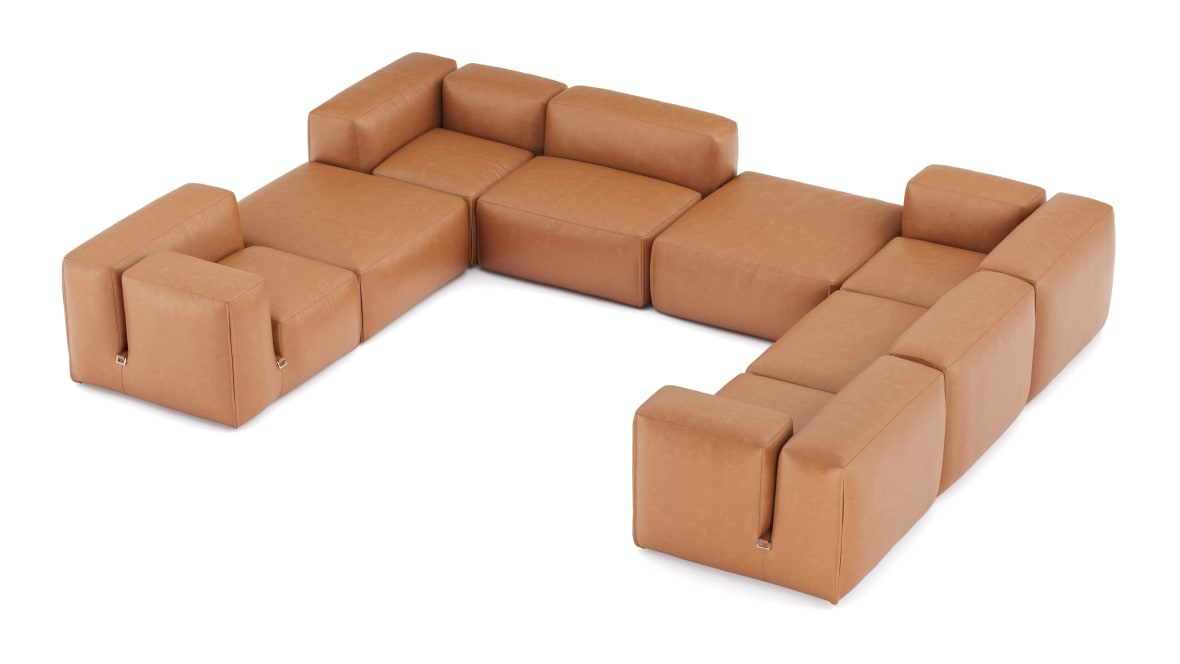  Le Mura Sectional Sofa, Eight Seater, Right, Tan Vegan Leather  Le Mura Sectional Sofa, Eight Seater, Right, Tan Vegan Leather image.
