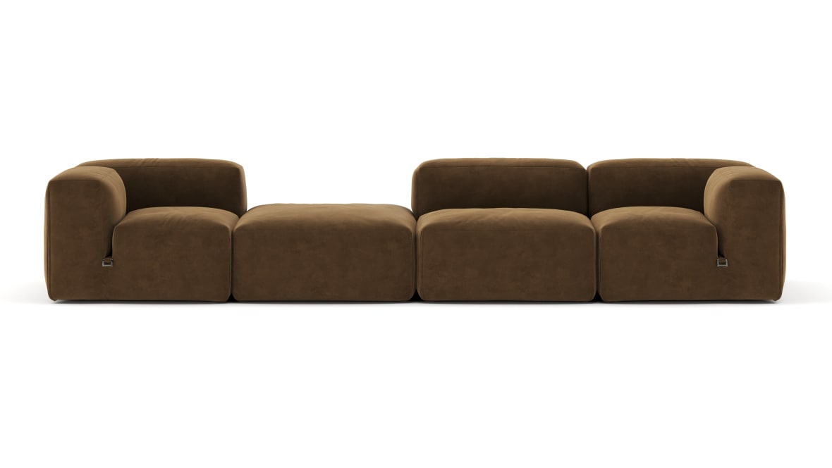  Le Mura Sectional Sofa, Four Seater, Left, Brown Vegan Suede  Le Mura Sectional Sofa, Four Seater, Left, Brown Vegan Suede image.