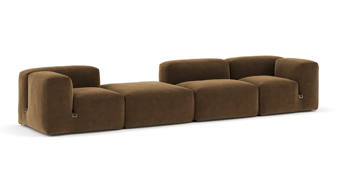  Le Mura Sectional Sofa, Four Seater, Left, Brown Vegan Suede  Le Mura Sectional Sofa, Four Seater, Left, Brown Vegan Suede image.