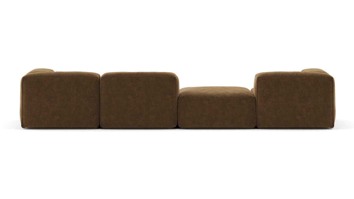  Le Mura Sectional Sofa, Four Seater, Left, Brown Vegan Suede  Le Mura Sectional Sofa, Four Seater, Left, Brown Vegan Suede image.