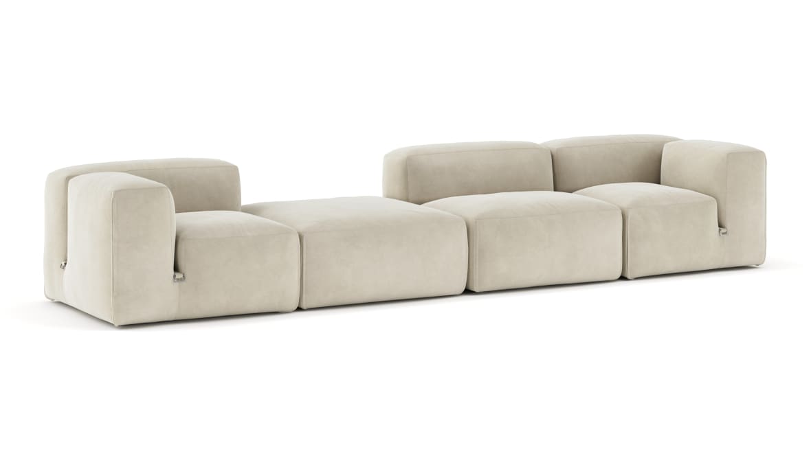 Le Mura Sectional Sofa, Four Seater, Left, Eggshell Vegan Suede Le Mura Sectional Sofa, Four Seater, Left, Eggshell Vegan Suede image.