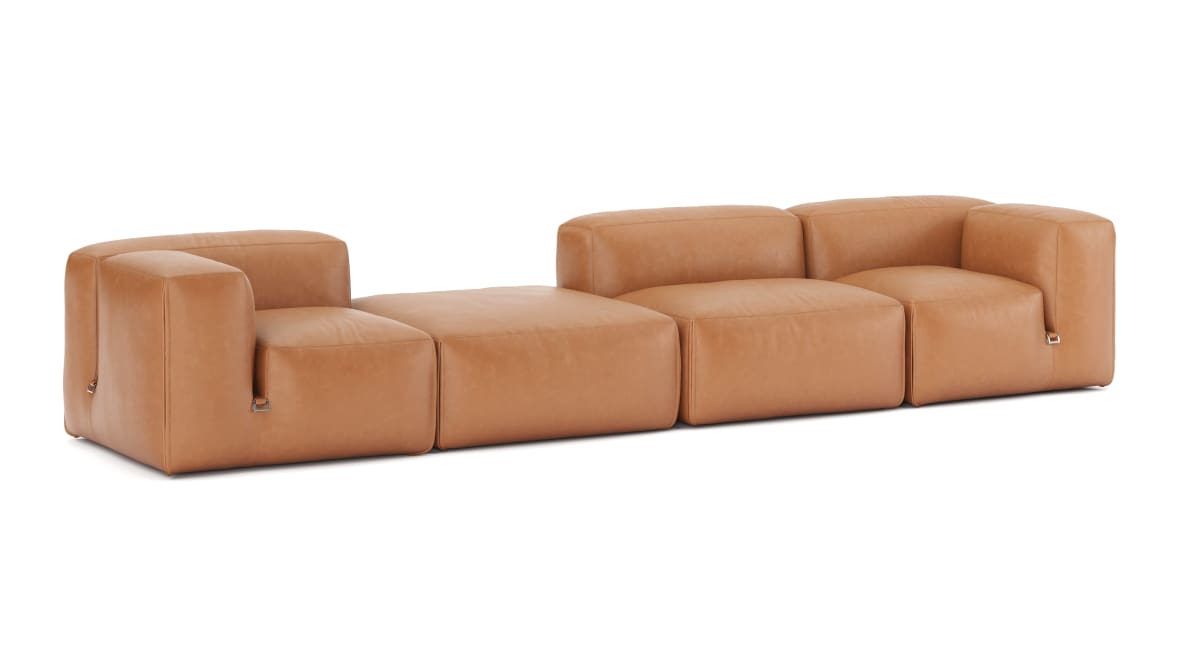  Le Mura Sectional Sofa, Four Seater, Left, Tan Vegan Leather  Le Mura Sectional Sofa, Four Seater, Left, Tan Vegan Leather image.