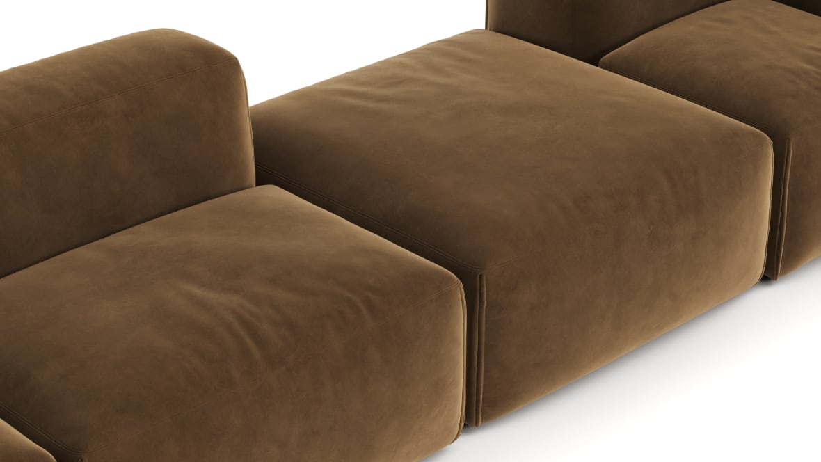  Le Mura Sectional Sofa, Four Seater, Right, Brown Vegan Suede  Le Mura Sectional Sofa, Four Seater, Right, Brown Vegan Suede image.