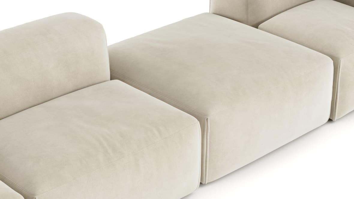  Le Mura Sectional Sofa, Four Seater, Right, Eggshell Vegan Suede  Le Mura Sectional Sofa, Four Seater, Right, Eggshell Vegan Suede image.