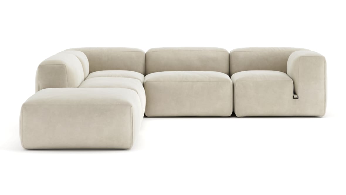 Le Mura Sectional Sofa, Left Corner, Eggshell Vegan Suede Le Mura Sectional Sofa, Left Corner, Eggshell Vegan Suede image.
