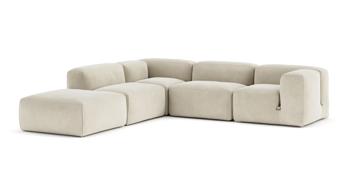 Le Mura Sectional Sofa, Left Corner, Eggshell Vegan Suede Le Mura Sectional Sofa, Left Corner, Eggshell Vegan Suede image.