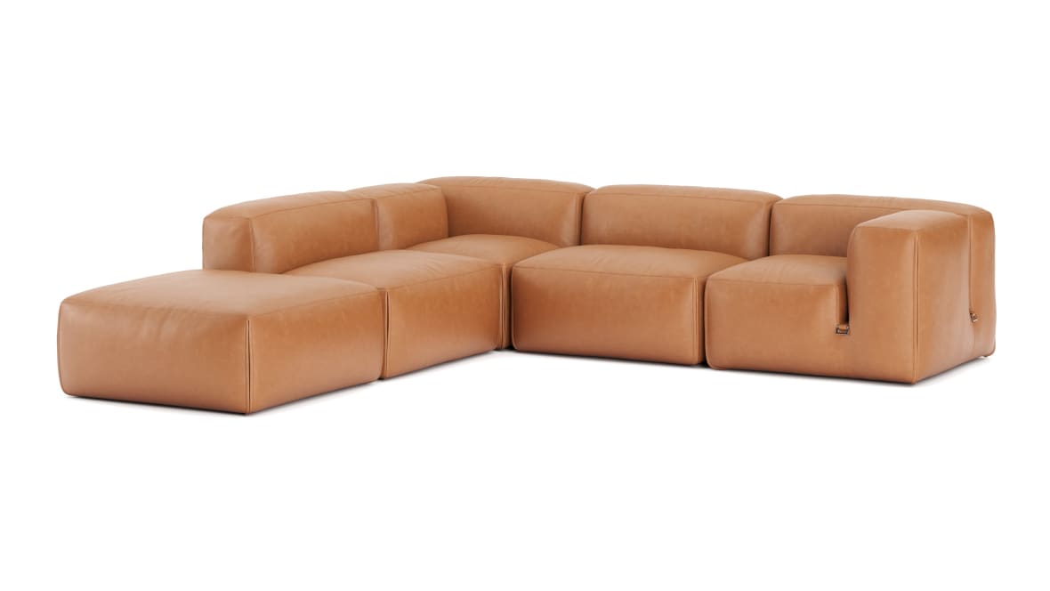  Le Mura Sectional Sofa, Left Corner, Tan Vegan Leather  Le Mura Sectional Sofa, Left Corner, Tan Vegan Leather image.