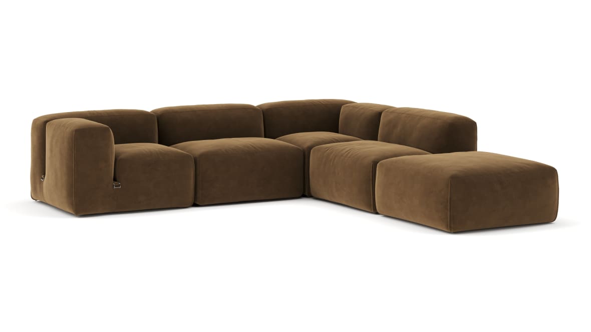  Le Mura Sectional Sofa, Right Corner, Brown Vegan Suede  Le Mura Sectional Sofa, Right Corner, Brown Vegan Suede image.