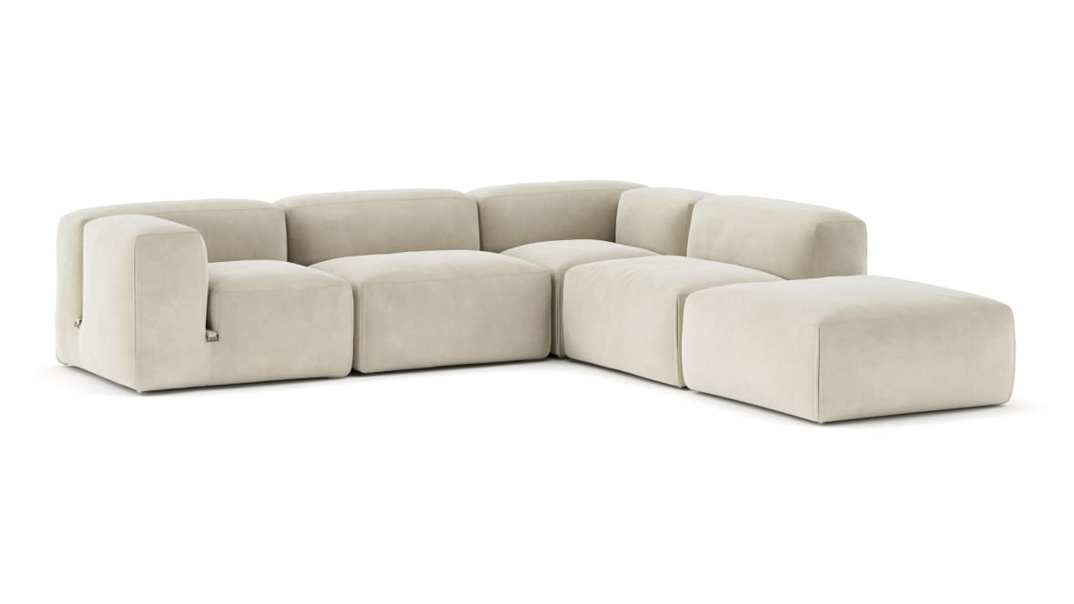  Le Mura Sectional Sofa, Right Corner, Eggshell Vegan Suede  Le Mura Sectional Sofa, Right Corner, Eggshell Vegan Suede image.