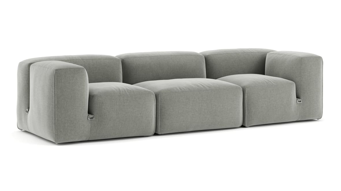  Le Mura Three Seater Sofa, Soft Gray Brushed Weave  Le Mura Three Seater Sofa, Soft Gray Brushed Weave image.