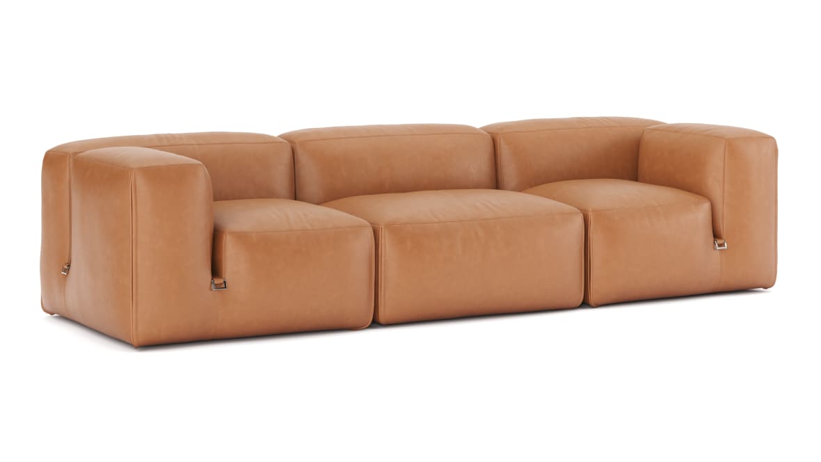Le Mura Three Seater Sofa, Tan Vegan Leather Le Mura Three Seater Sofa, Tan Vegan Leather image.