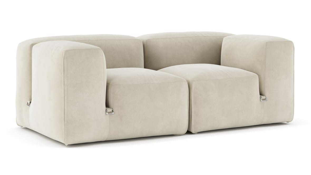  Le Mura Two Seater Sofa, Eggshell Vegan Suede  Le Mura Two Seater Sofa, Eggshell Vegan Suede image.