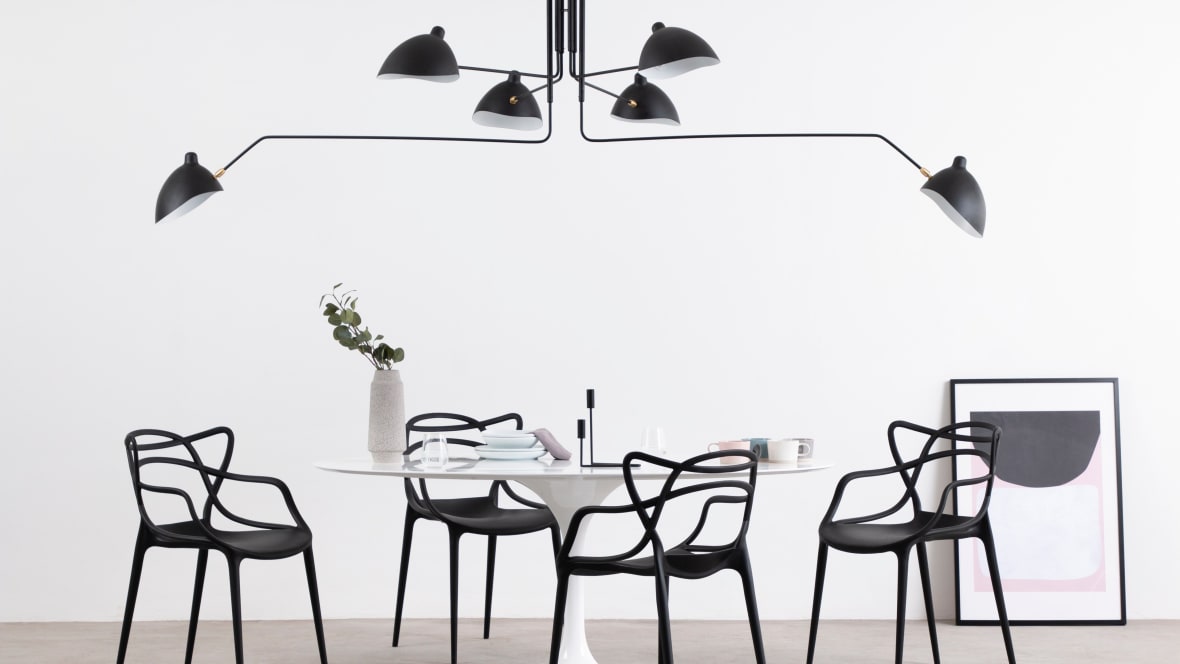  Mouille Ceiling Light, Six Arms, Black, W279cm  Mouille Ceiling Light, Six Arms, Black, W279cm image.