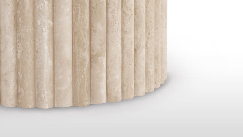 Saturn Round Pedestal Dining Table, Travertine, 119cm