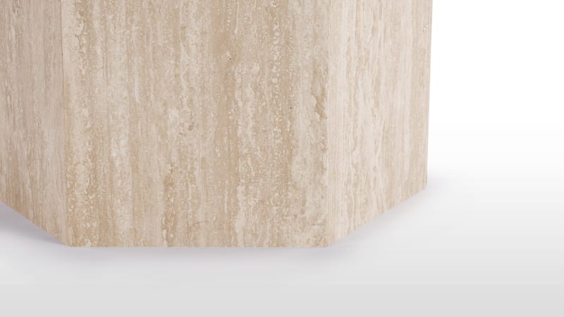 Saga Round Pedestal Dining Table, Travertine, 119cm