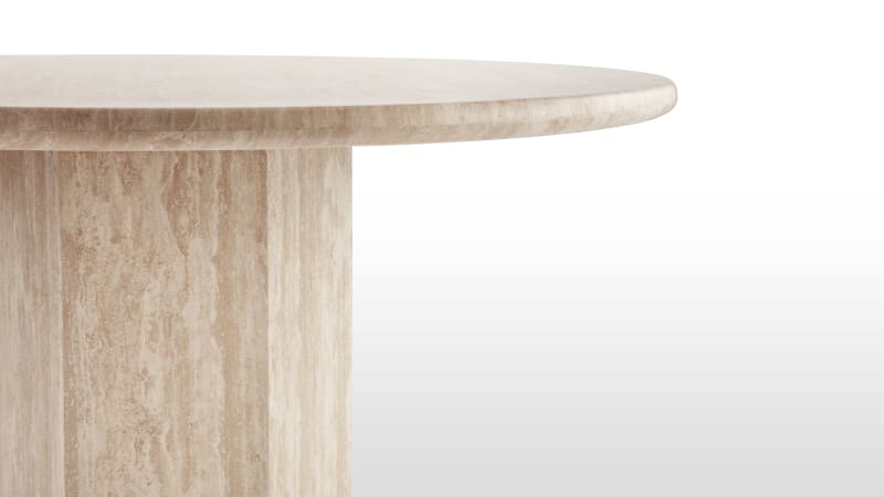 Saga Round Pedestal Dining Table, Travertine, 119cm