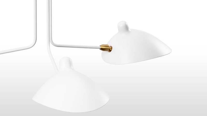 Mouille Three Arm Ceiling Light, Small, White